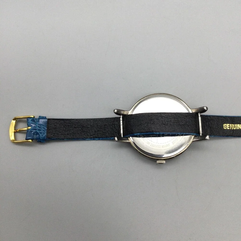 Ecclissi 23860 Womens Watch 36mm Sterling Silver Blue Leather New Battery
